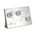 3 Time Zone World Clock w/ Debossed Map